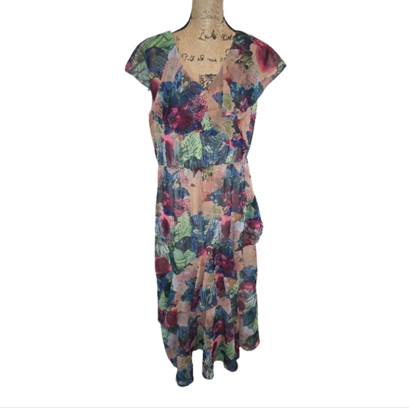 Soft Surroundings Ambrosia Tiered Maxi Dress Planterly Floral Women Medium - Picture 2 of 9